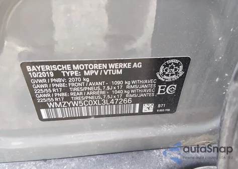 2020 Mini Countryman Cooper/Oxford Edition from USA, damaged, VIN WMZYW5C0XL3L47266